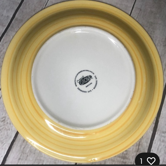 4 Citrus Grove Hand Painted Stoneware Swirl Light Blue And Yellow Dinner Plate - Picture 8 of 10